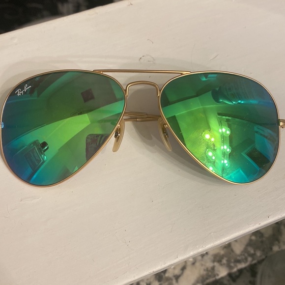 Brand new Ray-Ban green and gold aviators.